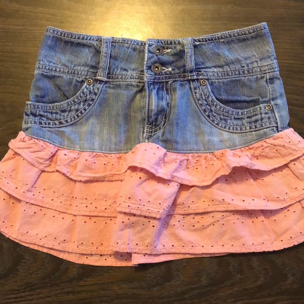 90’s Vintage Ruffle Jean Skort